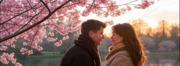 cherry blossom and a couple